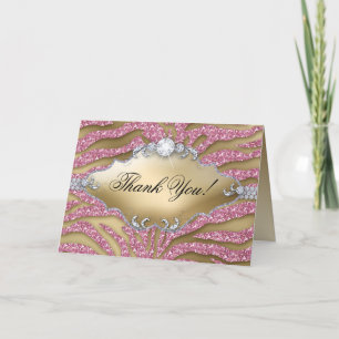 Agradecimiento Gracias Tarjeta de felicitación Zebra Sparkle Oro 