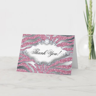 Agradecimiento Gracias Tarjeta de felicitación Zebra Sparkle Plat