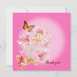 Agradecimiento Gracias tarjeta de flores rosadas