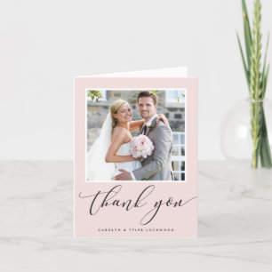 Agradecimiento GRACIAS TARJETA DE FOTO elegante boda rosa pálido