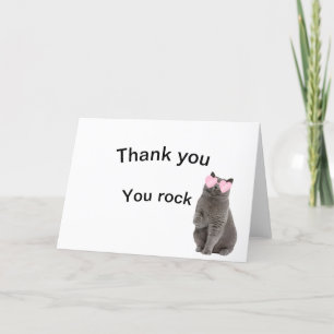 Agradecimiento Gracias tarjeta de gato "You Rock"