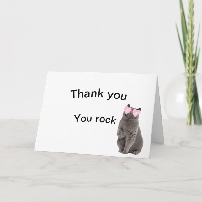 Agradecimiento Gracias tarjeta de gato "You Rock" (Anverso)