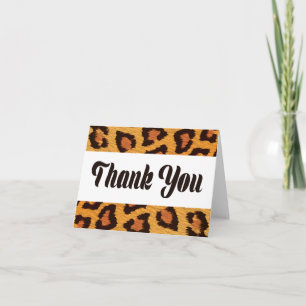 Agradecimiento Gracias Tarjeta de Leopardo Piel Dorado y Marrón p