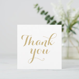 Agradecimiento Gracias tarjeta elegante de caligrafía dorada blan