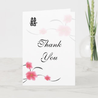 Agradecimiento Gracias Tarjeta Flor de cerezo Doble Felicidad