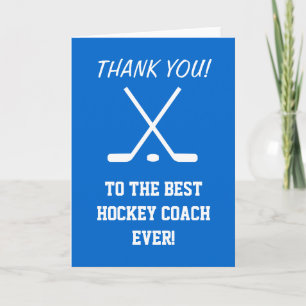 Agradecimiento Gracias tarjeta para entrenador de hockey   ¡Perso