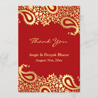 Agradecimiento Gracias tarjeta plana india elegante de Paisleys