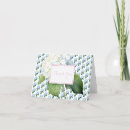 Agradecimiento Gracias Tarjeta plegada de Hydrangea Azul Rosa