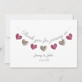 Agradecimiento Gracias tarjeta rosada del aniversario de boda del