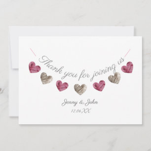 Agradecimiento Gracias tarjeta rosada del aniversario de boda del