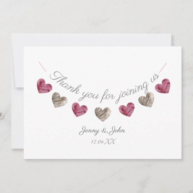 Agradecimiento Gracias tarjeta rosada del aniversario de boda del (Anverso)