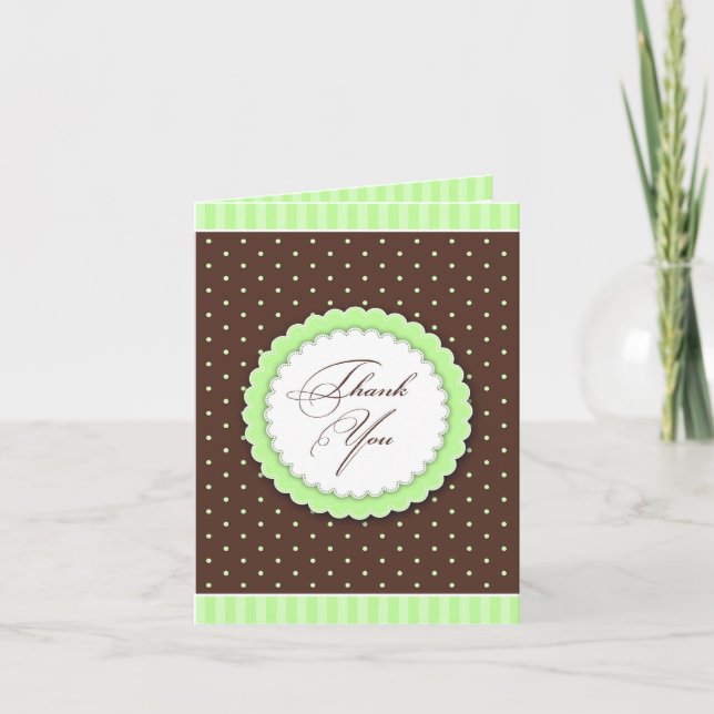 Agradecimiento Gracias verde/la tarjeta de Brown (Anverso)