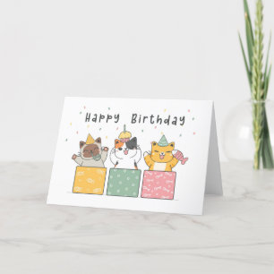 Agradecimiento Graciosa tarjeta de cumpleaños para gatos de gatit
