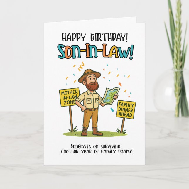 Agradecimiento Graciosa tarjeta de yerno - Mapa de supervivencia  (Anverso)