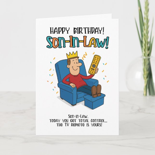 Agradecimiento Graciosa tarjeta de yerno - Rey del Remoto (Anverso)