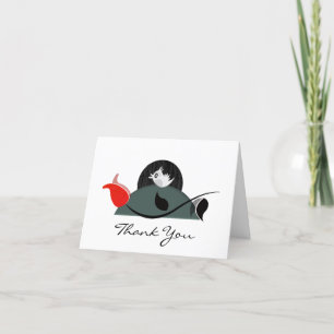 Agradecimiento Gracioso "Bird canta to Red Rose", tarjeta de agra