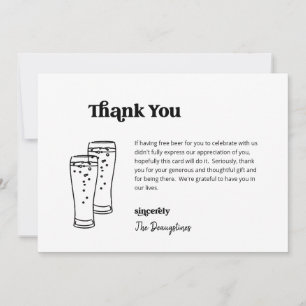 Agradecimiento Gracioso Boda de cerveza gratis Tarjeta de agradec