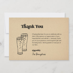 Agradecimiento Gracioso Boda de cerveza gratis Tarjeta de agradec