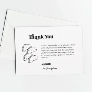 Agradecimiento Gracioso Boda de Tacos Gratis - Tarjeta de agradec