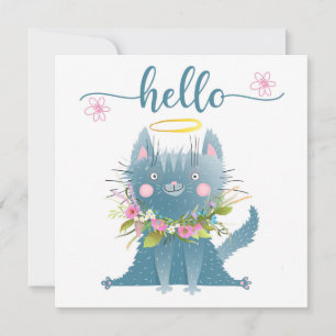 Agradecimiento Gracioso gato con tarjeta de saludo de flores