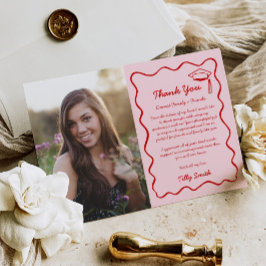 Agradecimiento Graduación De Doodle Rosa Gracias Tarjeta 3 Foto O