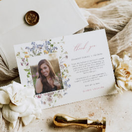 Agradecimiento Graduación de Flores Silvestres Gracias Tarjeta 3 