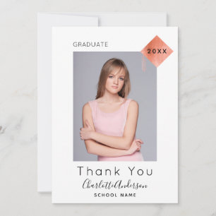 Agradecimiento Graduación moderna foto rosa oro tarjeta de agrade