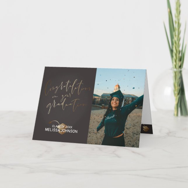 Agradecimiento Graduaciones en tu tarjeta de graduación de oro y  (Anverso)