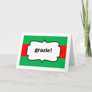 Agradecimiento Grazie le agradece en la tarjeta de Italiano