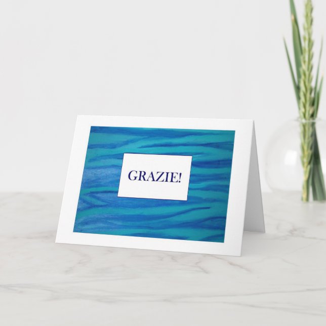 Agradecimiento Grazie le agradece en la tarjeta de Italiano (Anverso)