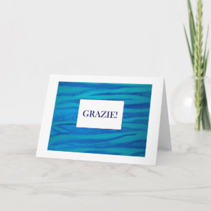 Agradecimiento Grazie le agradece en la tarjeta de Italiano