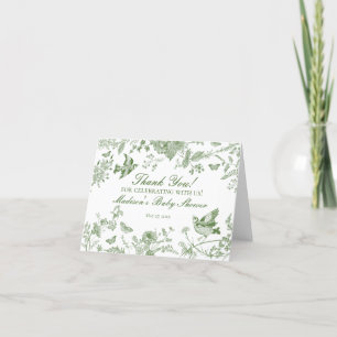 Agradecimiento Green Toile De Jouy Vintage Floral Gracias Tarjeta
