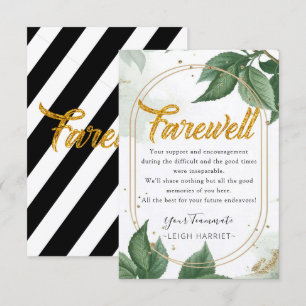 Agradecimiento Greenery Modern Goodbye coworker adiós tarjeta de 
