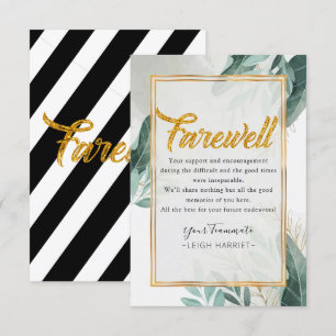 Agradecimiento Greenery Tarjeta de despedida de Goodbye coworker