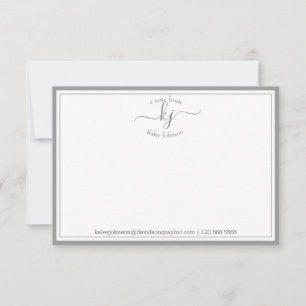 Agradecimiento Gris Luminoso Monograma De La Mesa De La Tarjeta D