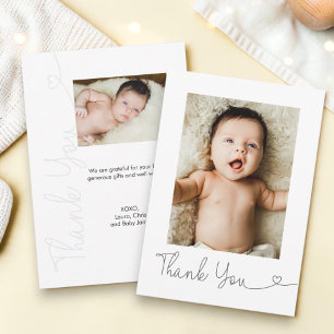 Agradecimiento Guión de corazón moderno 2 Foto Bebé tarjeta peque