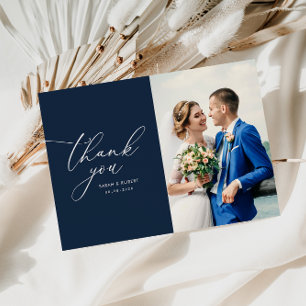 Agradecimiento guión de moda boda moderno tarjeta de fotos de agr