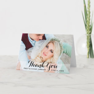 Agradecimiento Guión de tarjeta plegable de foto de boda de agrad