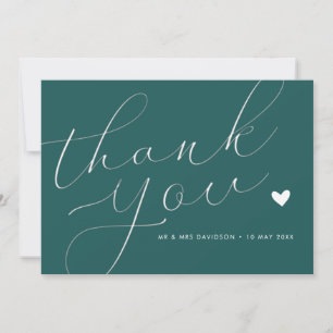 Agradecimiento guión elegante boda verde azulado tarjeta de agrad
