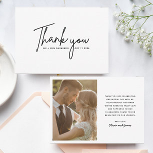 Agradecimiento Guión moderno simple Gracias tarjeta de foto Boda