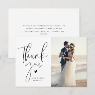 Agradecimiento guión simple boda moderno tarjeta de agradecimient