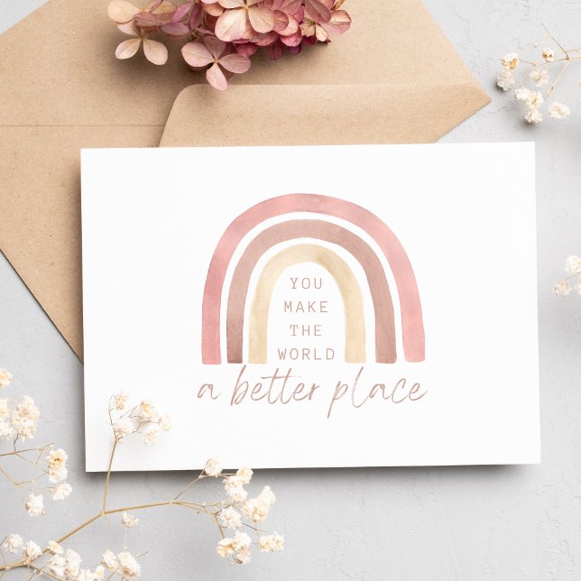 Agradecimiento Haces del mundo un lugar mejor Tarjeta de agradeci (Empower someone special with this, "You make the world a better place" greeting card! )