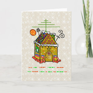 Agradecimiento Ham Radio Gingerbread House con tarjeta de código 