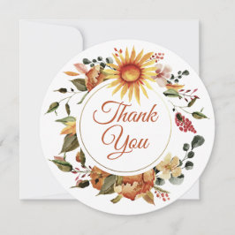 Agradecimiento Hermosa floral de otoño con tarjeta de agradecimie