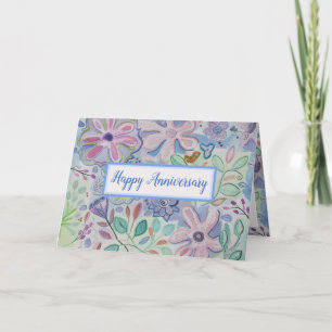 Agradecimiento Hermosa tarjeta de aniversario de Floral Happy