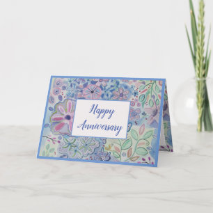 Agradecimiento Hermosa tarjeta de aniversario feliz floral