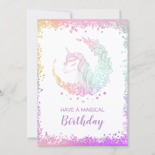 Agradecimiento Hermosa tarjeta de cumpleaños de Unicornio mágica