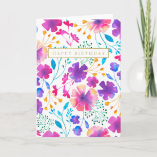 Agradecimiento Hermosa tarjeta de saludos color de agua floral co