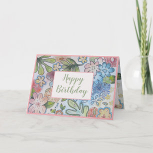 Agradecimiento Hermosa y dulce tarjeta de cumpleaños feliz con fl