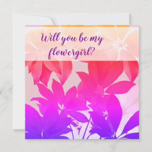 Agradecimiento Hojas rosadas, ¿serás mi dama de honor tarjeta